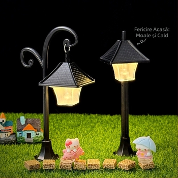 Mini lampă stradală, luminiță de noapte, model din plastic, ornament decorativ ambiental