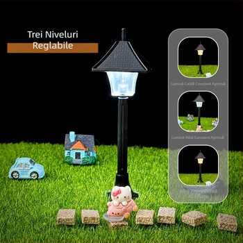 Mini lampă stradală, luminiță de noapte, model din plastic, ornament decorativ ambiental