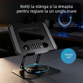 Suport pentru tablete din oțel carbon – rotativ la 360°, multifuncțional, pliabil și portabil, compatibil cu tablete, iPad și telefoane