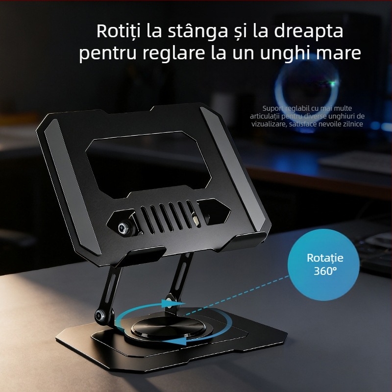 Suport pentru tablete din oțel carbon – rotativ la 360°, multifuncțional, pliabil și portabil, compatibil cu tablete, iPad și telefoane