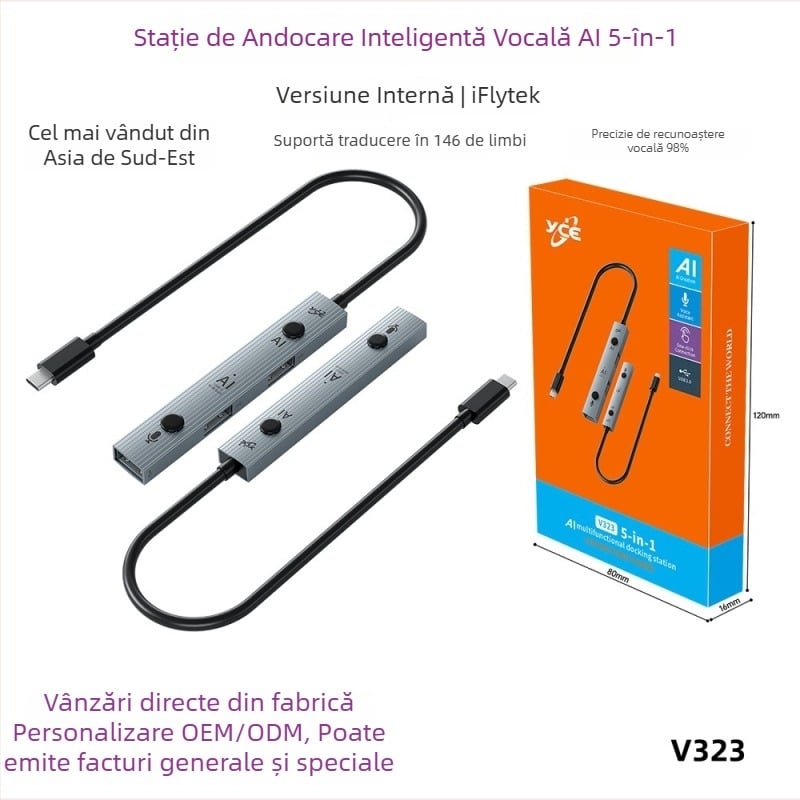Hub USB-C inteligent, cu voce AI, traducere în 146 de limbi