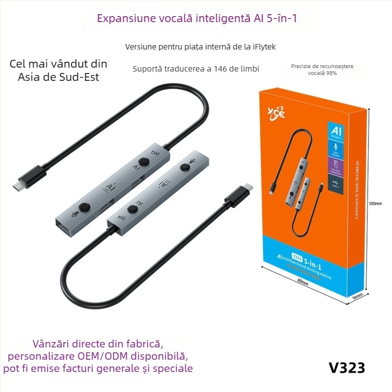 Hub USB-C inteligent, cu voce AI, traducere în 146 de limbi