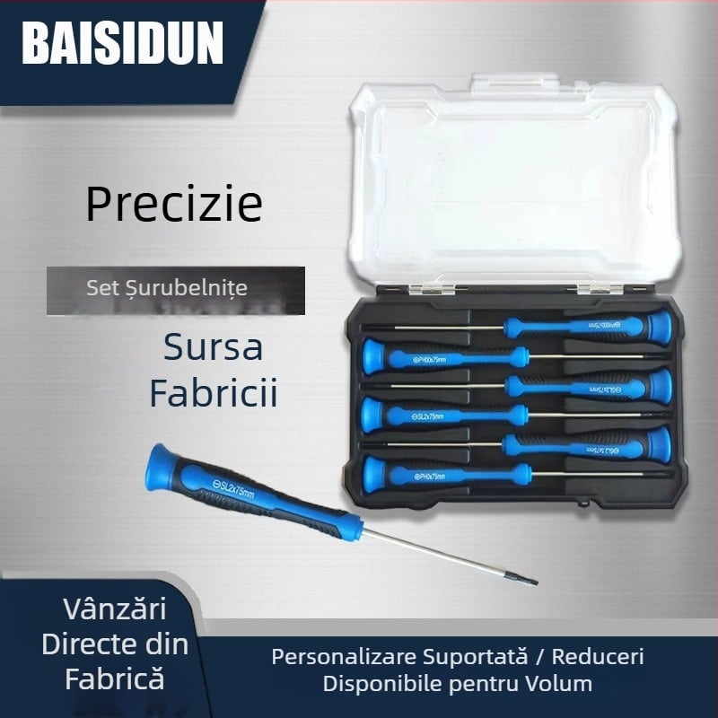 Set de șurubelnițe manuale cu cap plat și cap cruce, magnet puternic, șurubelnițe de precizie multifuncționale pentru reparații casnice.