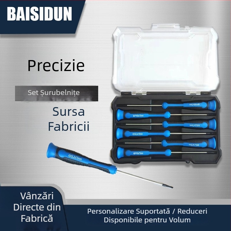Set de șurubelnițe manuale cu cap plat și cap cruce, magnet puternic, șurubelnițe de precizie multifuncționale pentru reparații casnice.