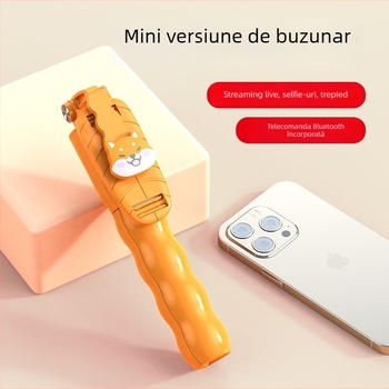Baston selfie nou, în stil desen animat, pentru telefoane, cu telecomandă Bluetooth, trepied universal pentru streaming live și fotografie